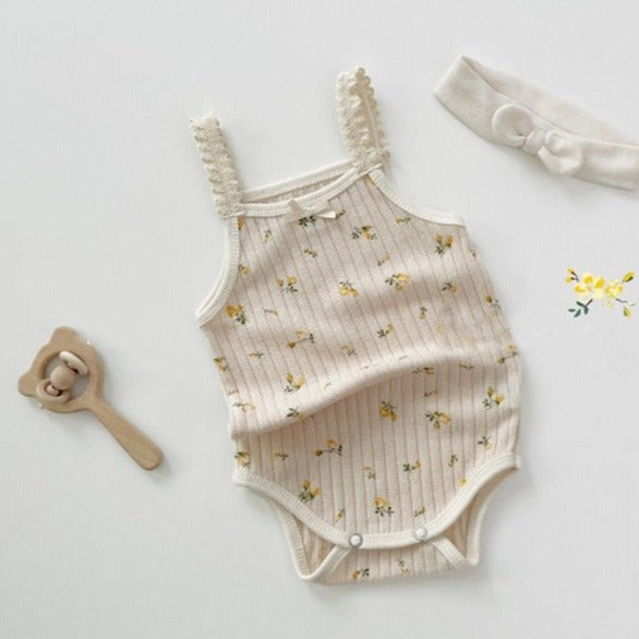 【BABY】フリル花柄 キャミソールロンパース 🌸 CawaKomostore