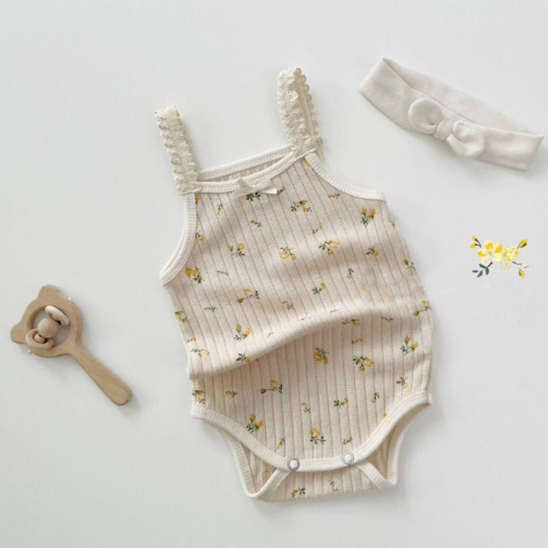 【BABY】フリル花柄 キャミソールロンパース 🌸 CawaKomostore