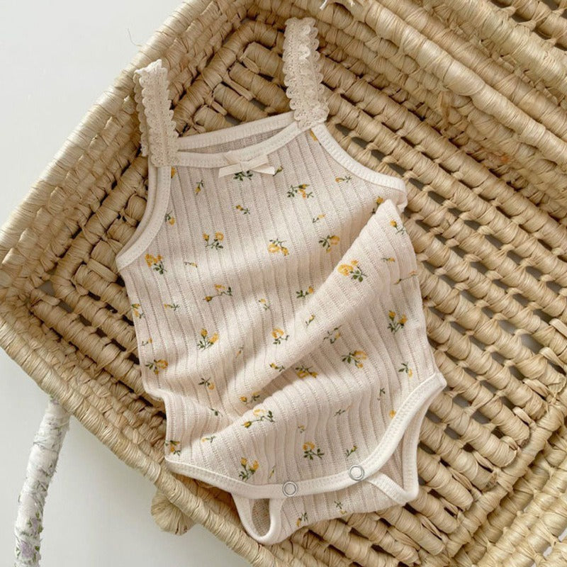 【BABY】フリル花柄 キャミソールロンパース 🌸 CawaKomostore