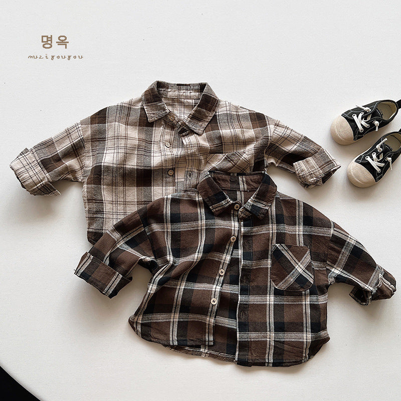 【GIRL・BOY】チェックコットンシャツ CawaKomostore