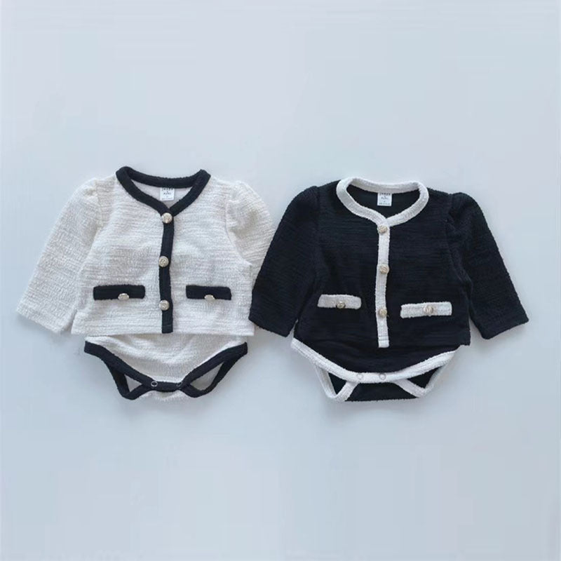 【BABY】モノクロボタンセットアップ CawaKomostore