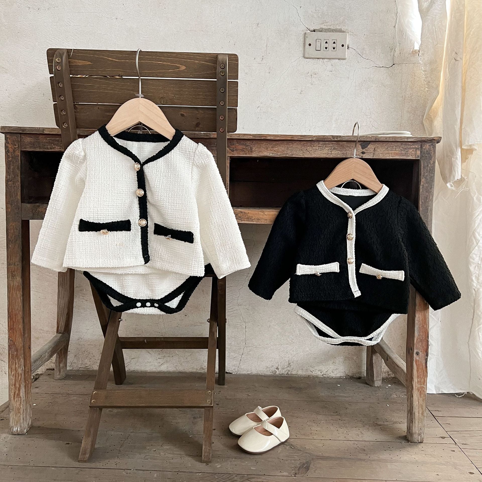 【BABY】モノクロボタンセットアップ CawaKomostore