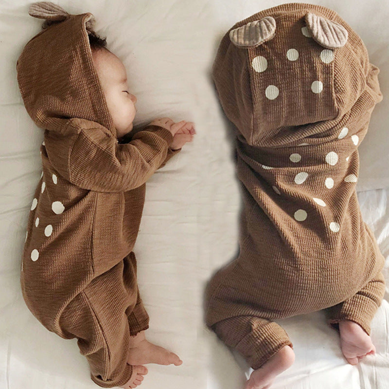 【BABY】バンビフード付きスウェットロンパース・通常＆裏起毛 CawaKomostore