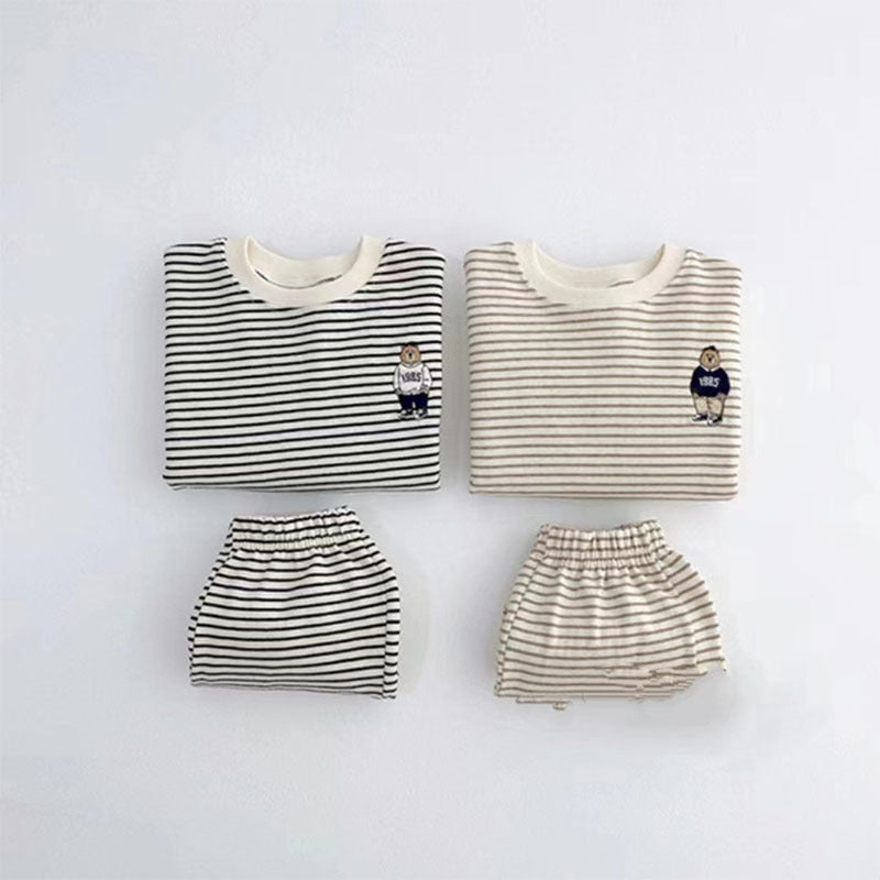 【GIRL・BOY】くまさんボーダーセットアップ CawaKomostore