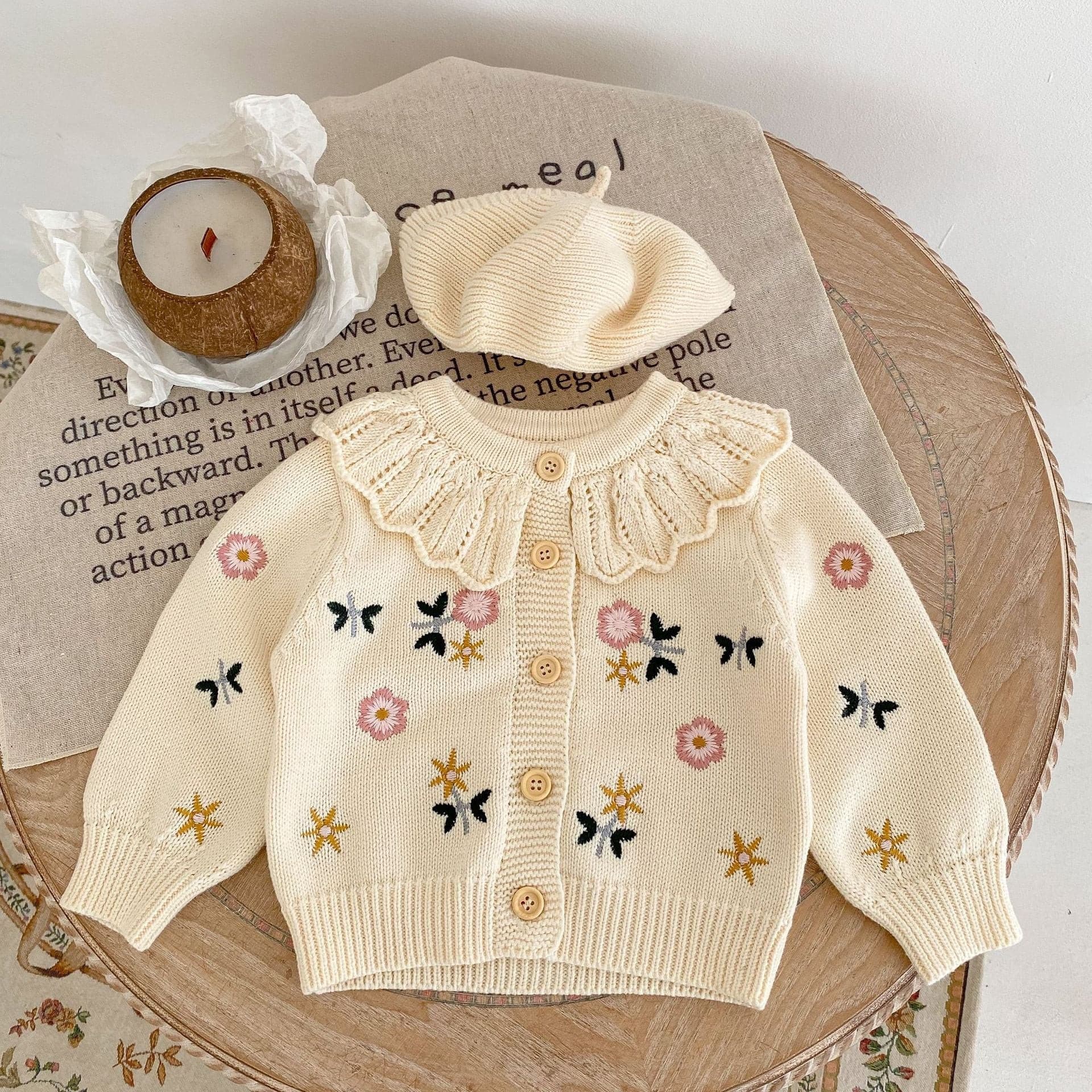 【BABY】フラワー刺繡ニットカーディガン CawaKomostore