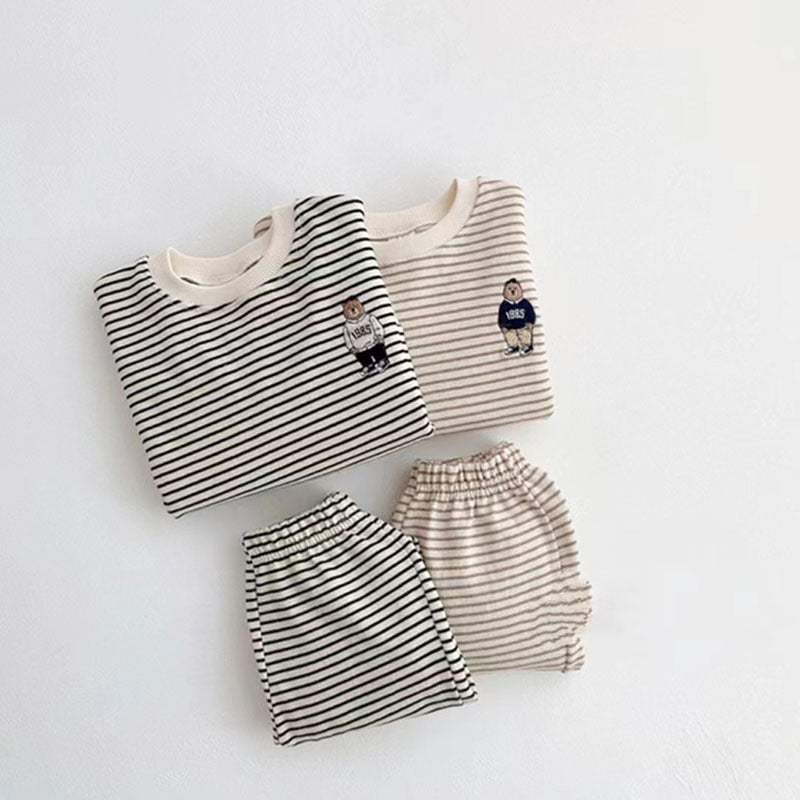 【GIRL・BOY】くまさんボーダーセットアップ CawaKomostore