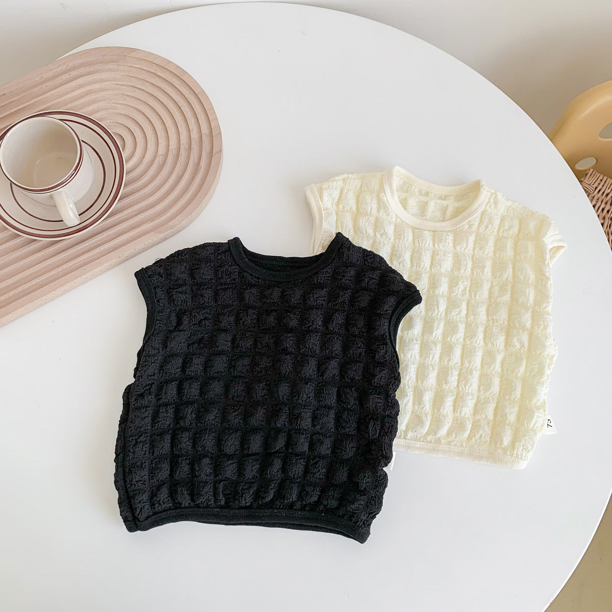 【BABY】モノクロノースリーブポップコーンセットアップ CawaKomostore