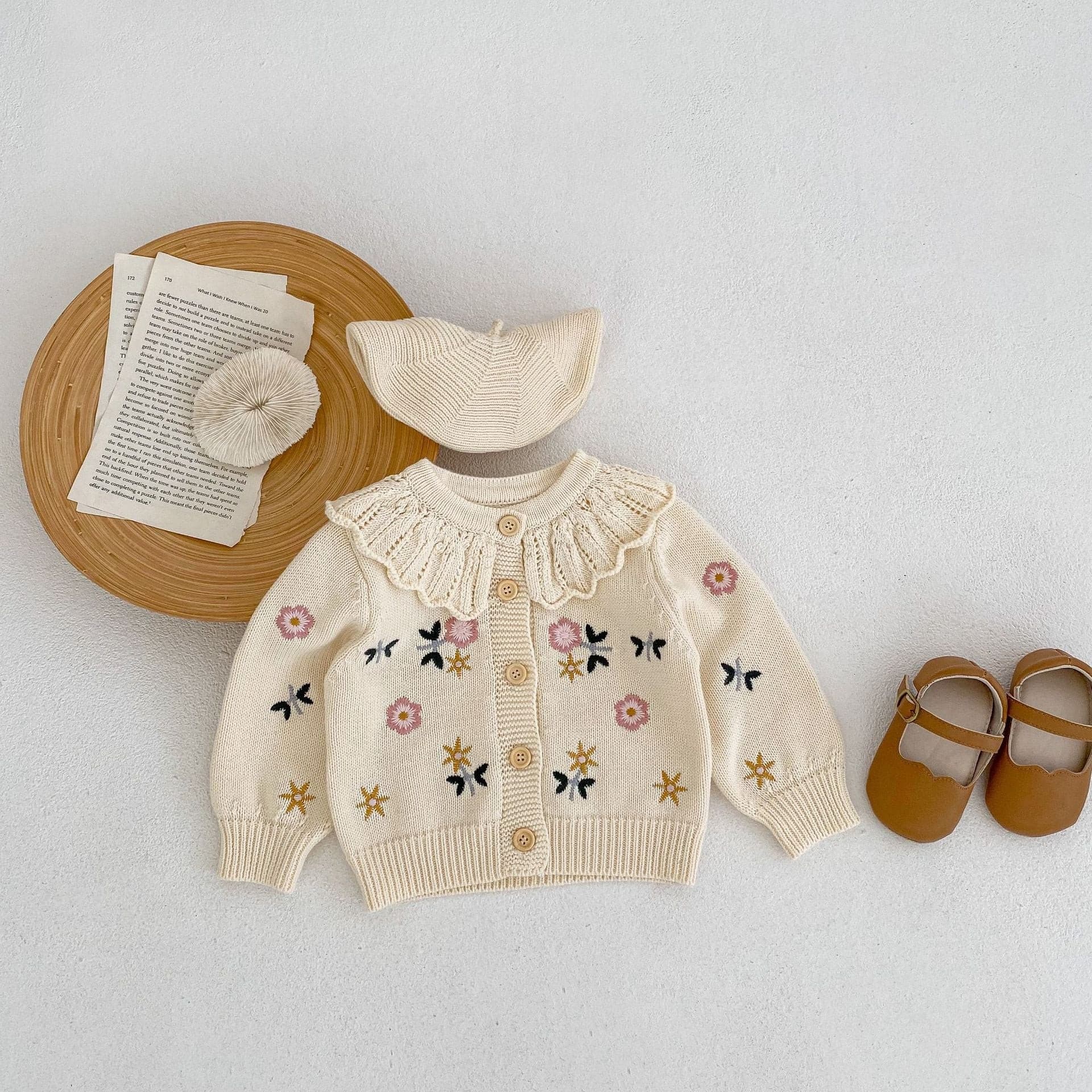 【BABY】フラワー刺繡ニットカーディガン CawaKomostore