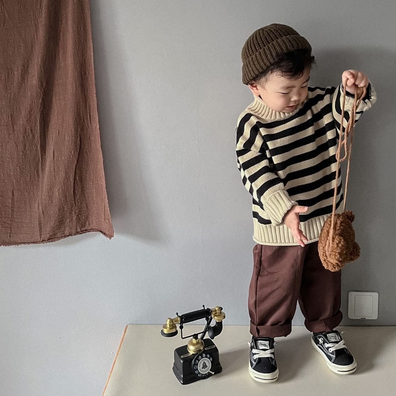 【GIRL・BOY】モックネックボーダーセーター CawaKomostore