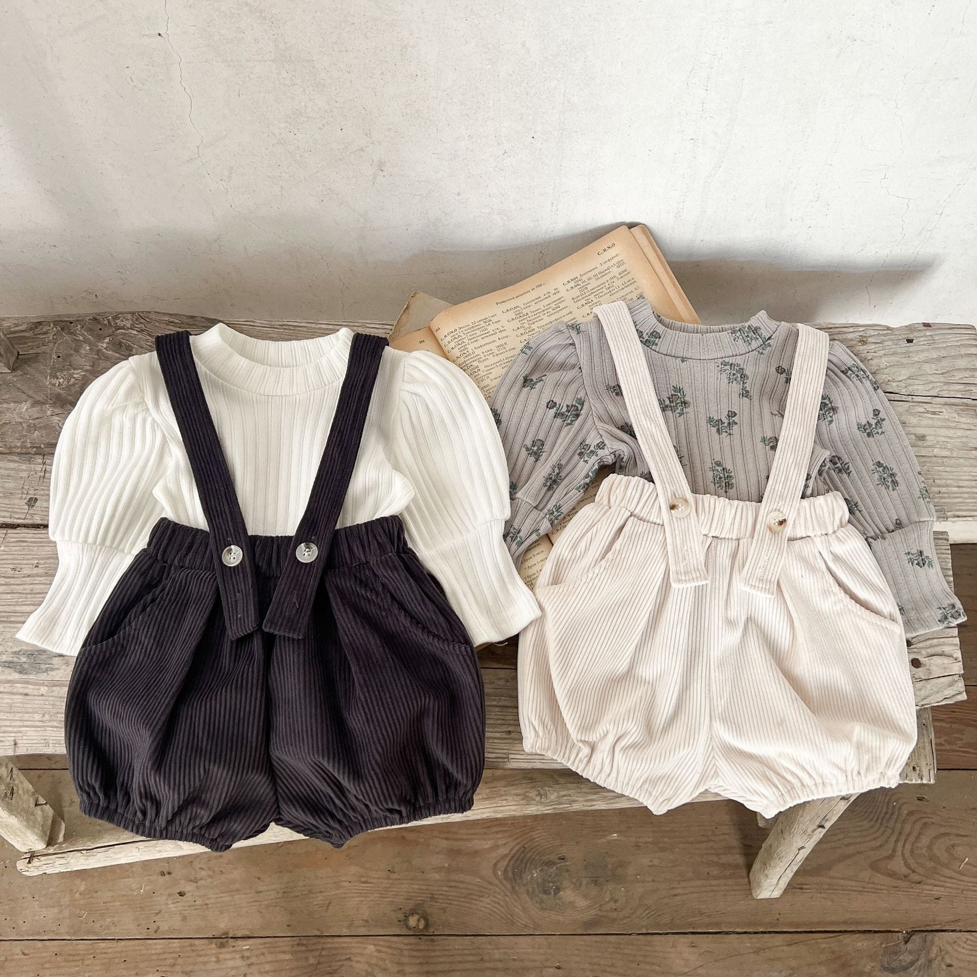 【BABY】パフ袖リブデザイントップス CawaKomostore