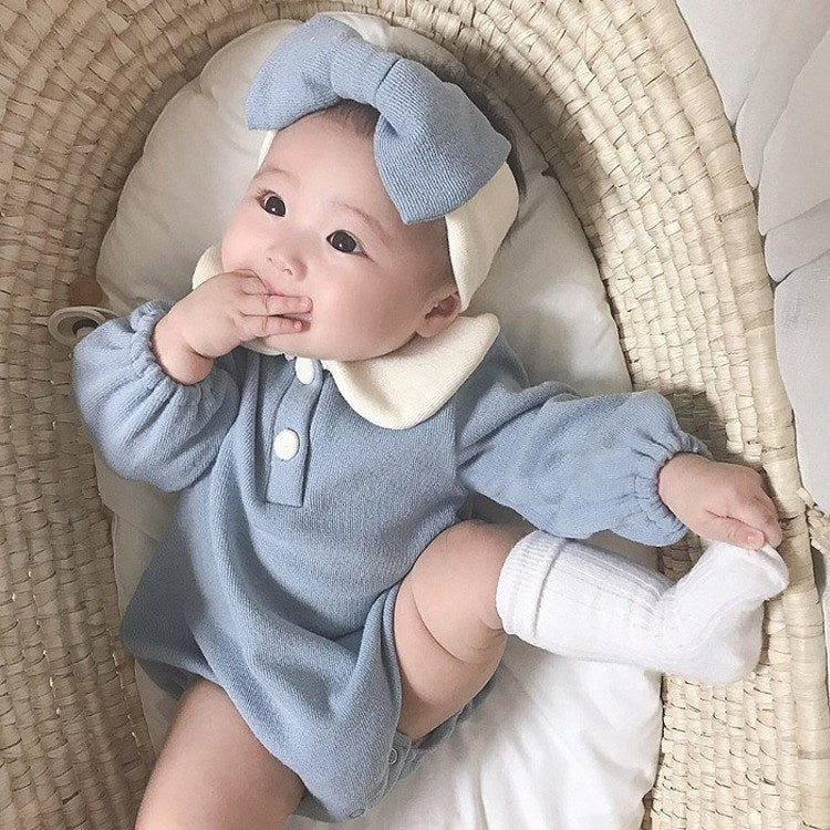 【BABY】ポロ襟ロンパース・リボンバンド付き CawaKomostore