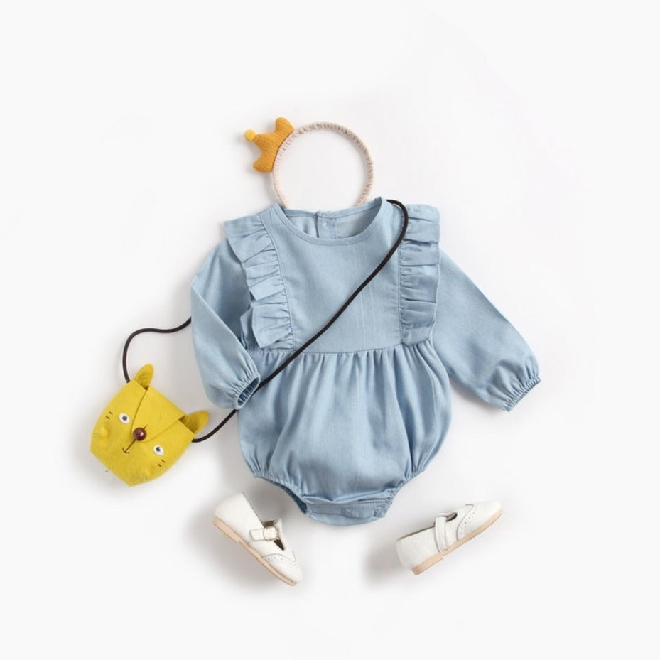 【BABY】秋冬長袖デニムベビーロンパース★♪ CawaKomostore
