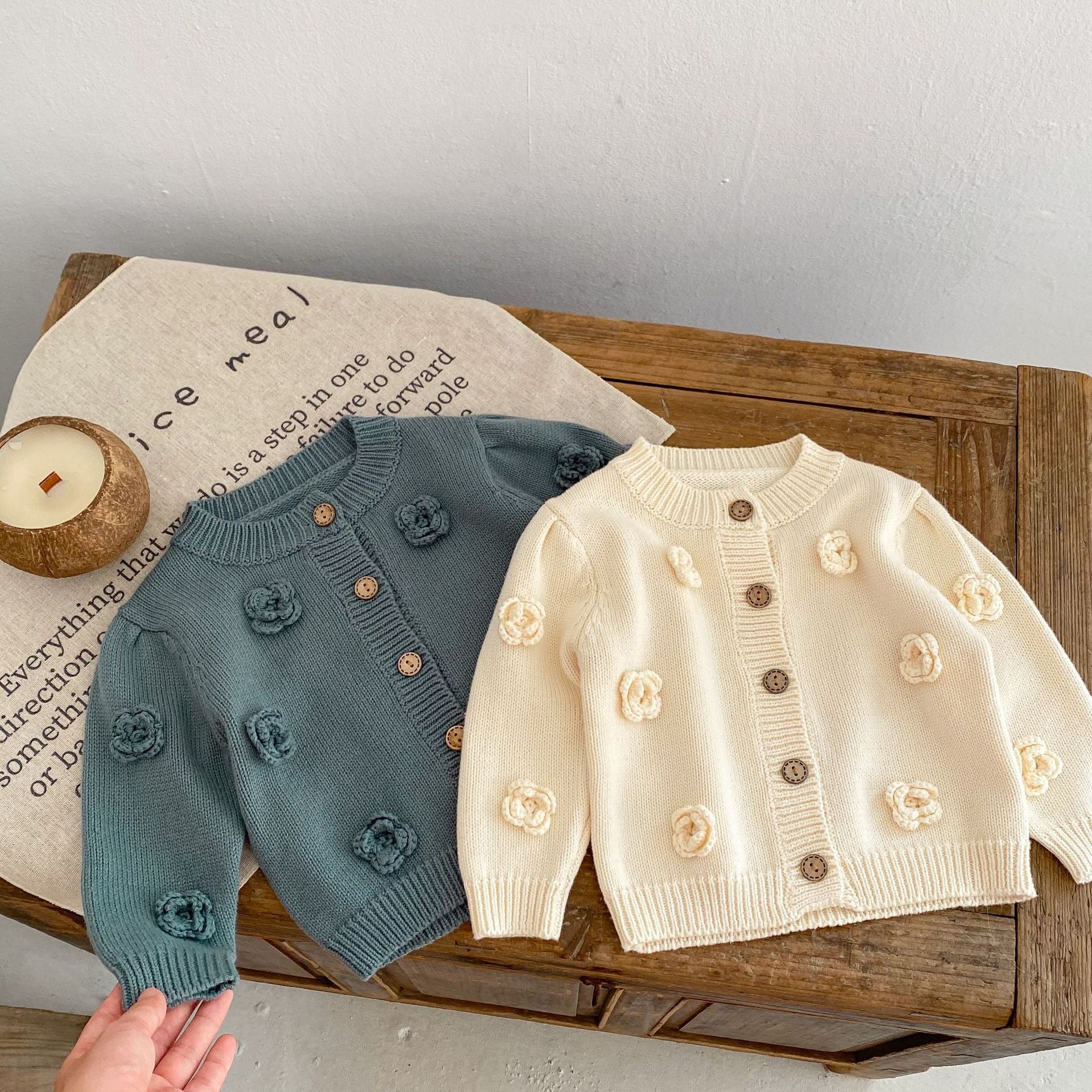 【BABY】バラニットカーディガン🌹🌹 CawaKomostore