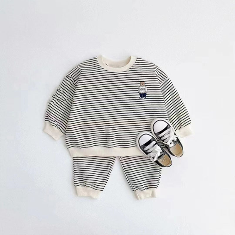 【GIRL・BOY】くまさんボーダーセットアップ CawaKomostore