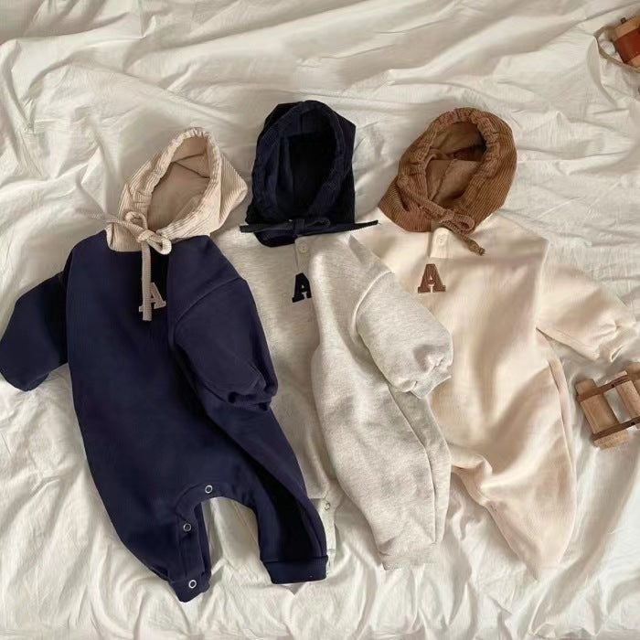 【BABY】Ａロゴフート付きロンパース CawaKomostore