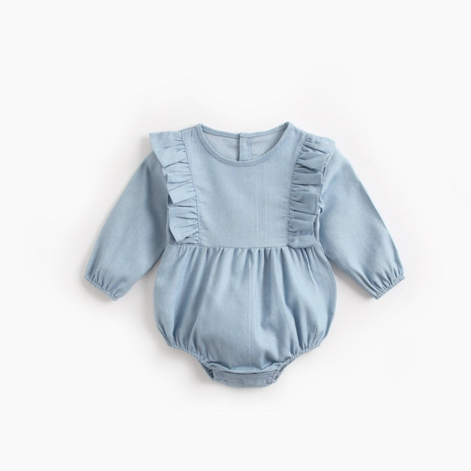 【BABY】秋冬長袖デニムベビーロンパース★♪ CawaKomostore