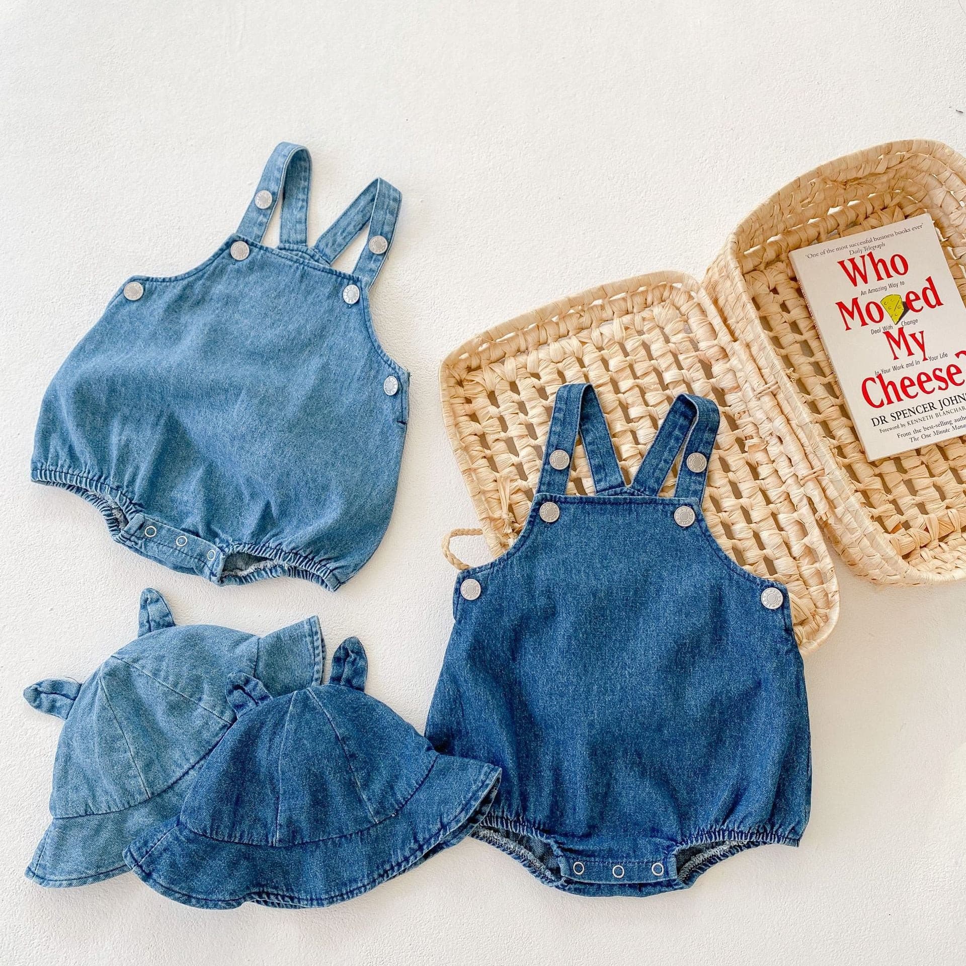 【BABY】今季大注目 デニムハーフサロペット(帽子付き) CawaKomostore
