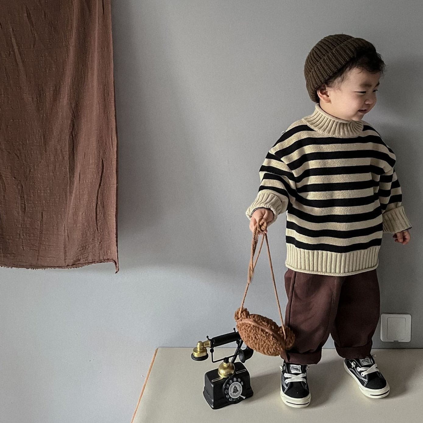 【GIRL・BOY】モックネックボーダーセーター CawaKomostore