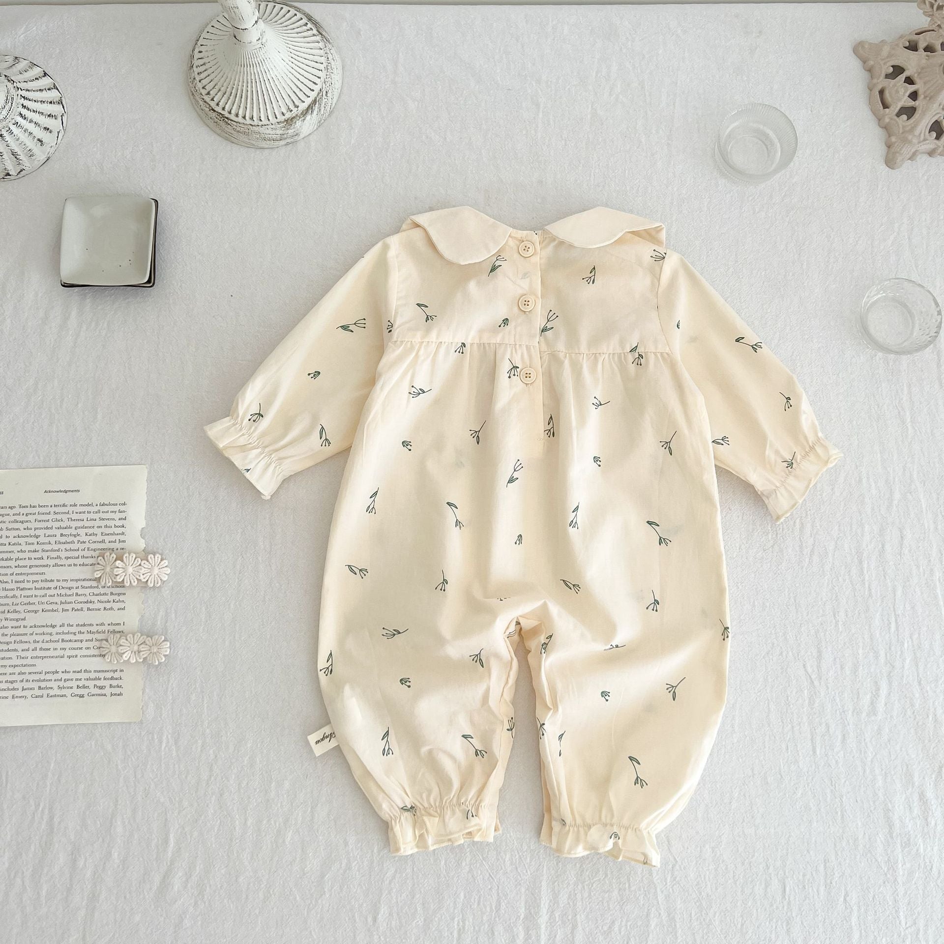 【BABY】襟付きフラワーテクスチャオーバーオール CawaKomostore