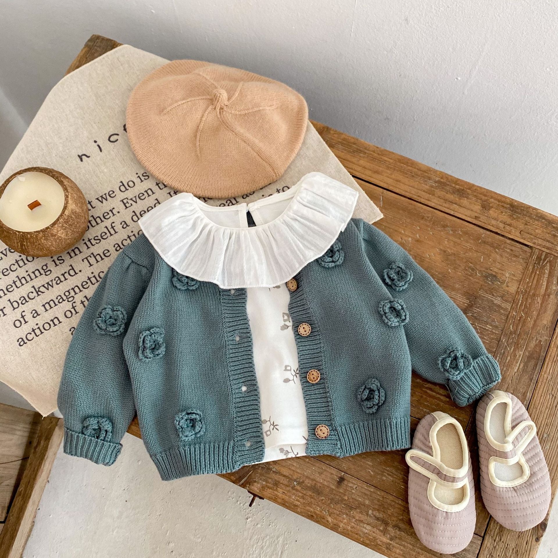 【BABY】バラニットカーディガン🌹🌹 CawaKomostore