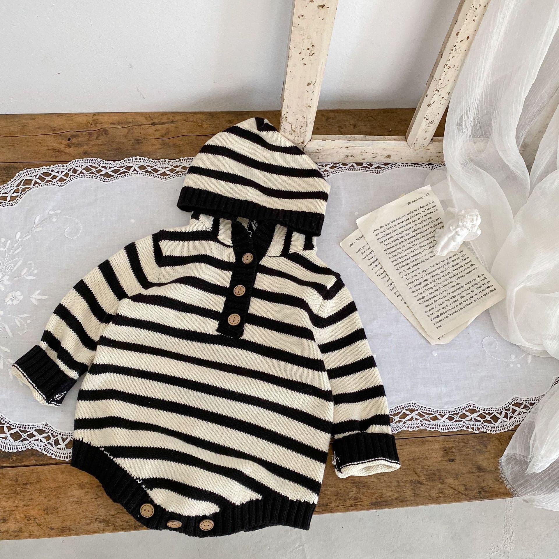 【BABY】ナチュラルボーダーニットロンパース CawaKomostore