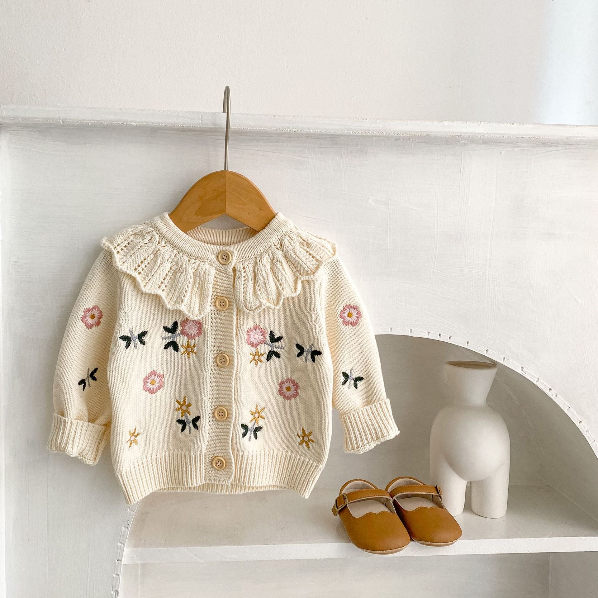 【BABY】フラワー刺繡ニットカーディガン CawaKomostore