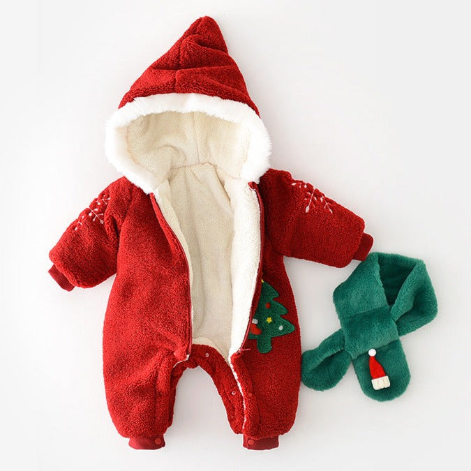 【BABY】クリスマスツリーロンパース＋マフラー付き CawaKomostore