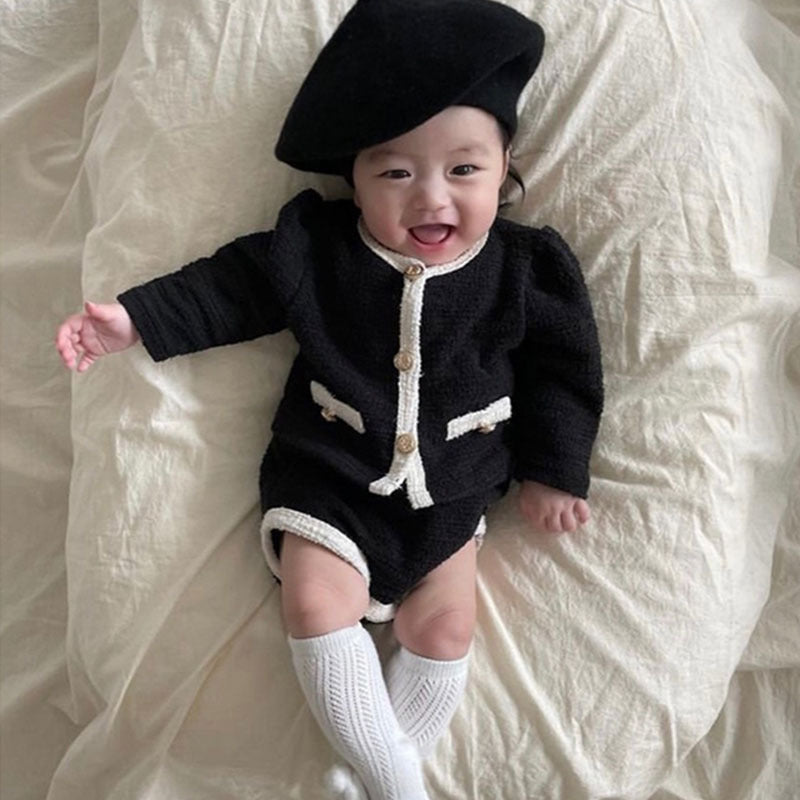 【BABY】モノクロボタンセットアップ CawaKomostore