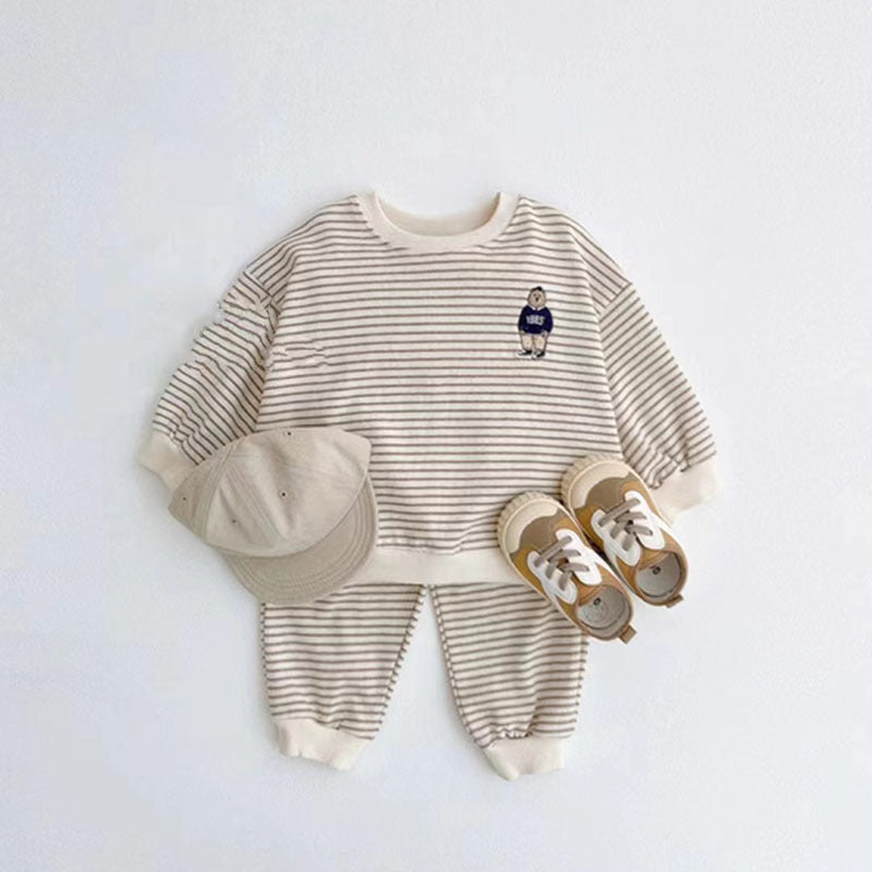 【GIRL・BOY】くまさんボーダーセットアップ CawaKomostore