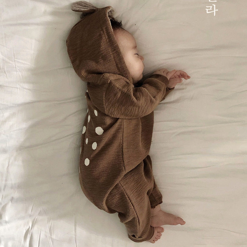 【BABY】バンビフード付きスウェットロンパース・通常＆裏起毛 CawaKomostore