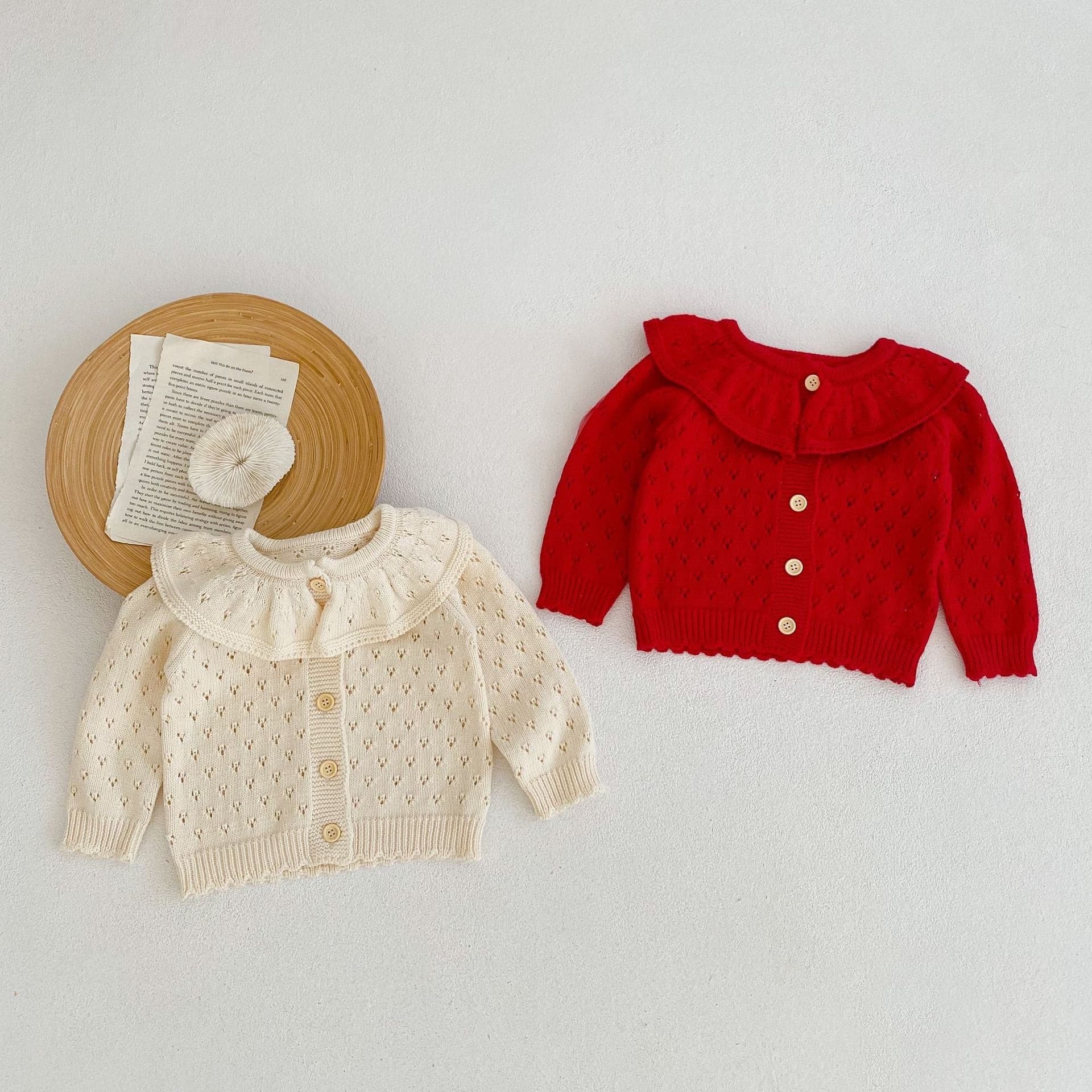 【BABY】かぎ編みニット丸襟カーディガン CawaKomostore