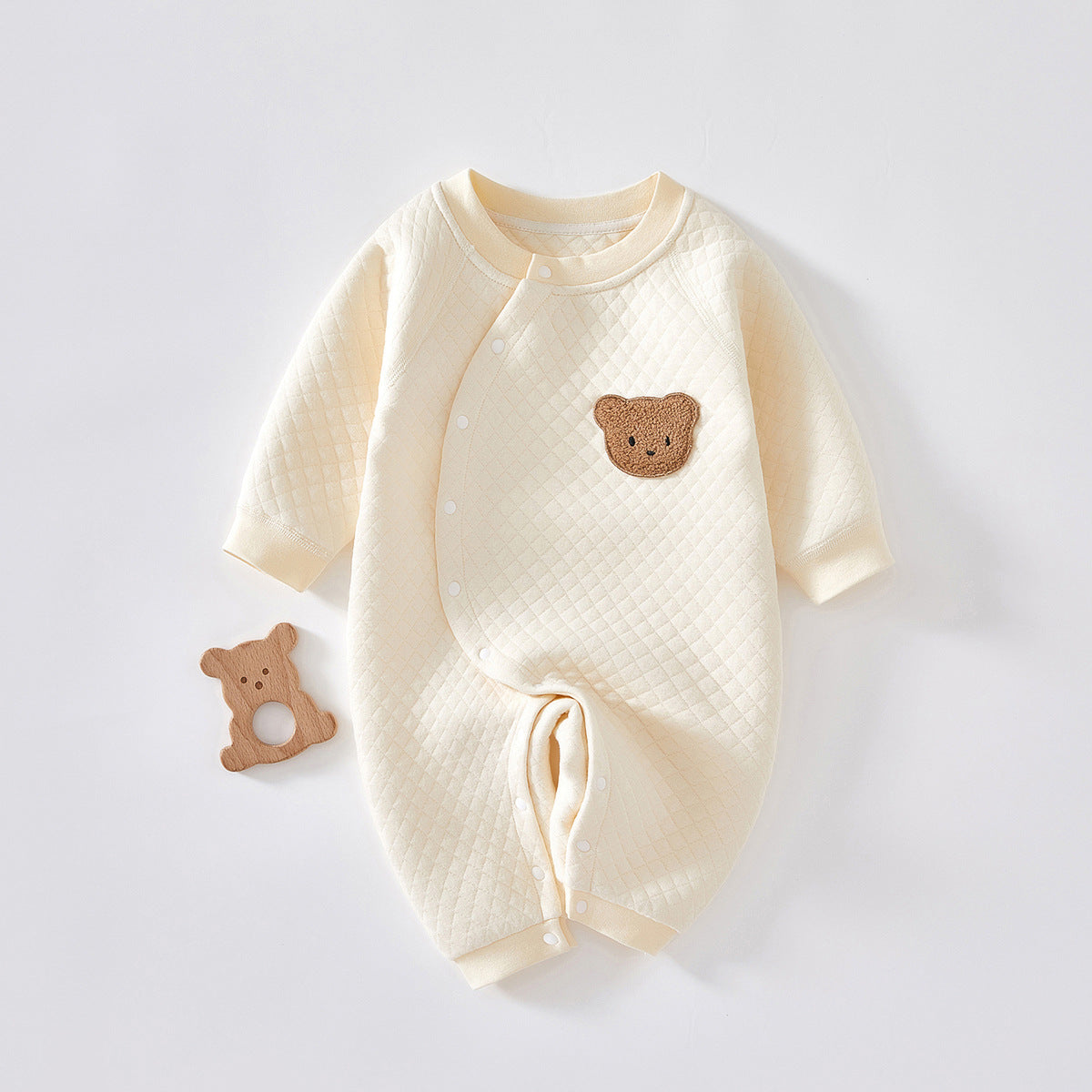 【BABY】くまさんワッペンパイピングカバーオール CawaKomostore