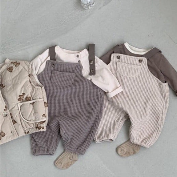 【BABY】ポケ付き・ワッフルオーバーオール CawaKomostore
