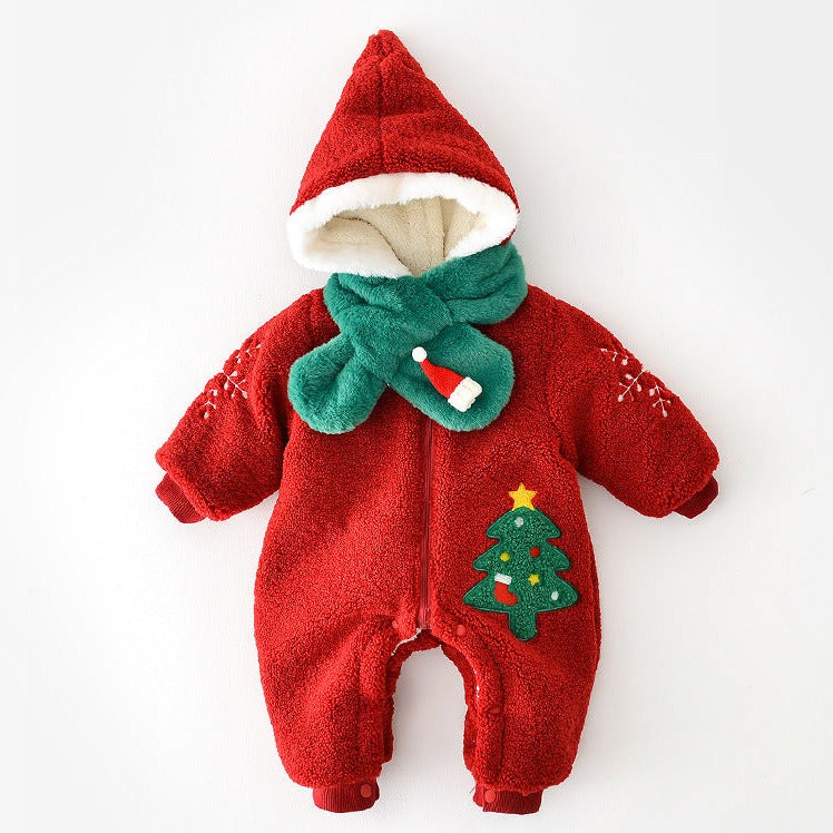 【BABY】クリスマスツリーロンパース＋マフラー付き CawaKomostore