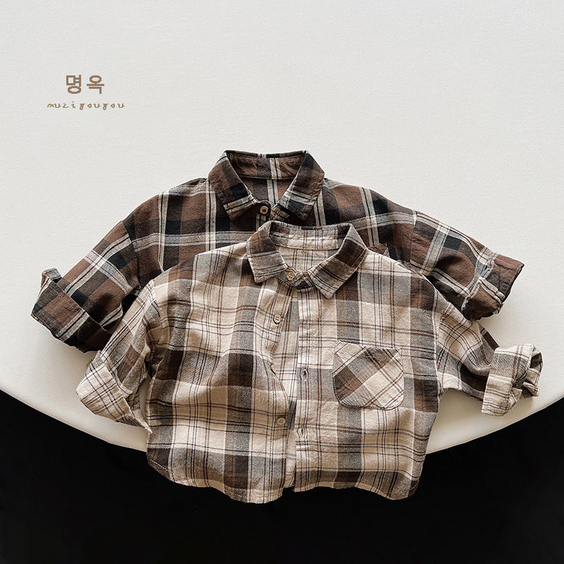 【GIRL・BOY】チェックコットンシャツ CawaKomostore