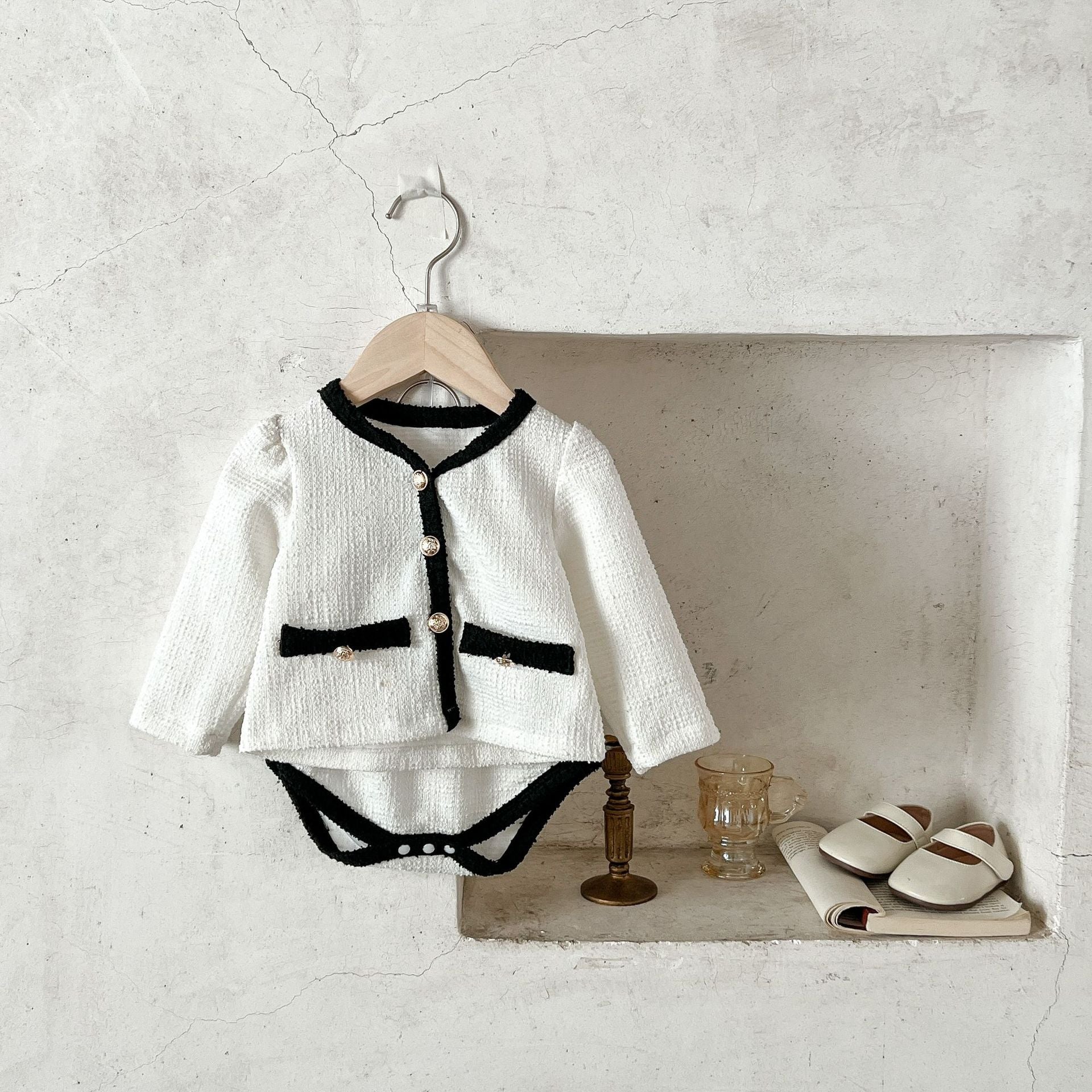 【BABY】モノクロボタンセットアップ CawaKomostore