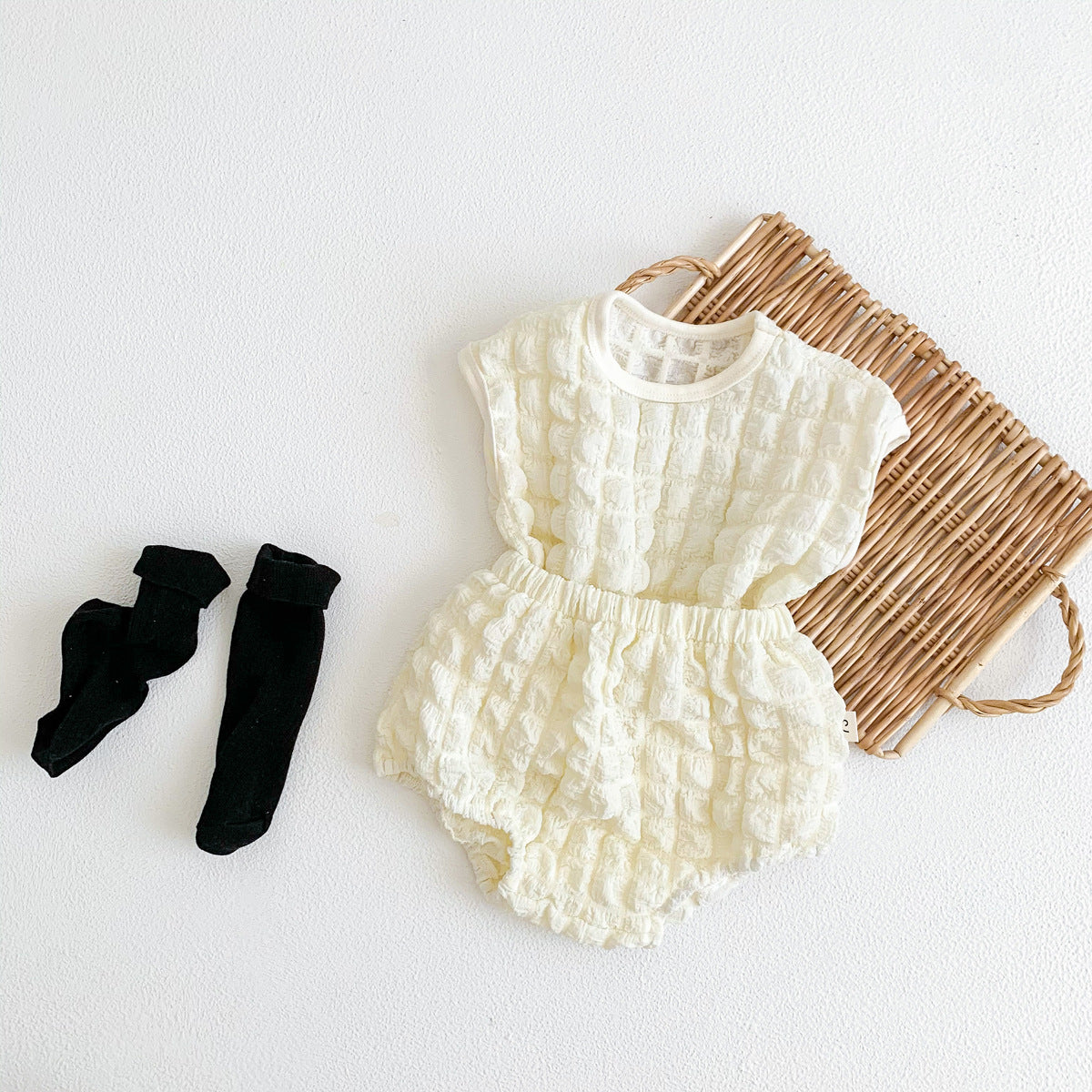 【BABY】モノクロノースリーブポップコーンセットアップ CawaKomostore