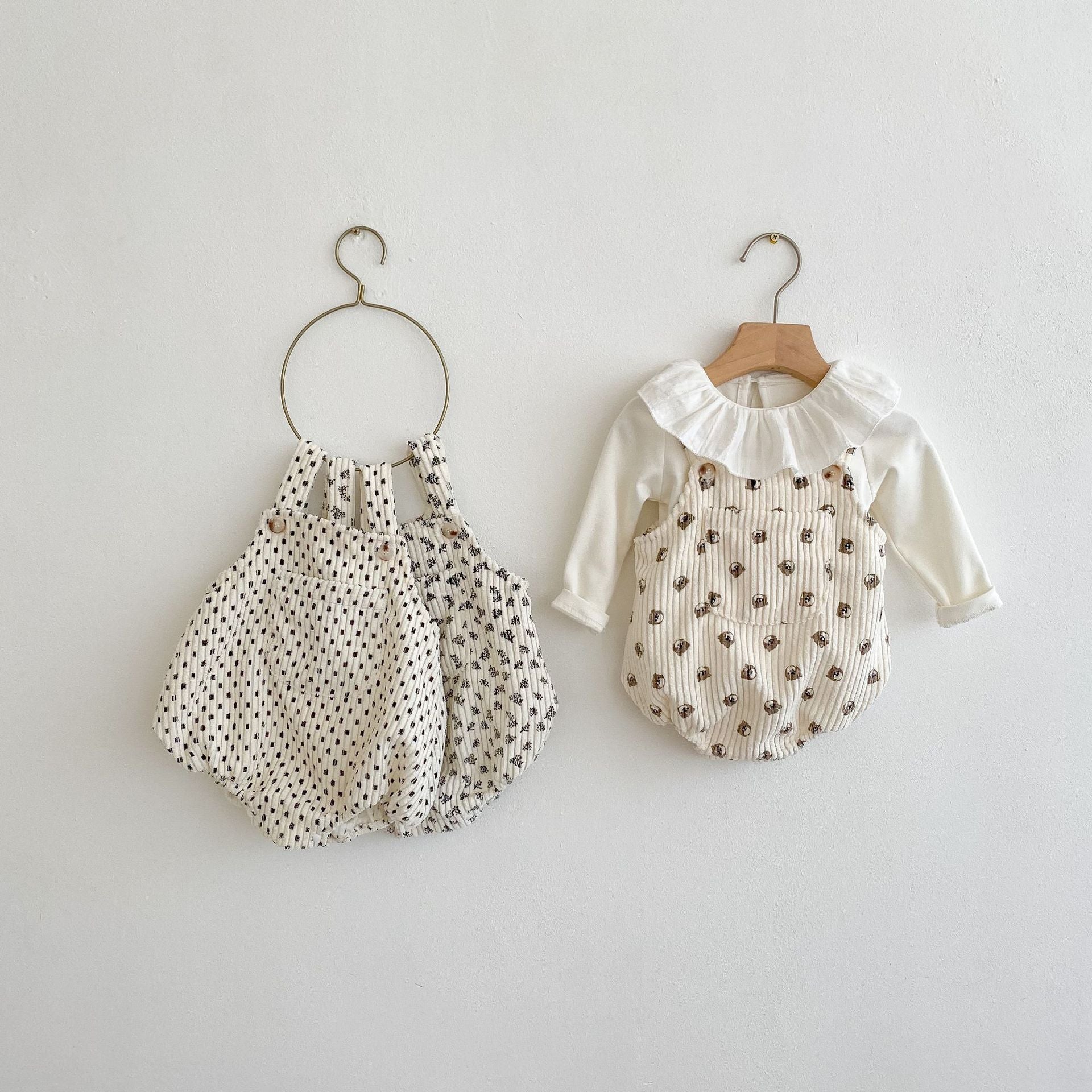 【BABY】総柄やわらかコーデュロイサロペット CawaKomostore
