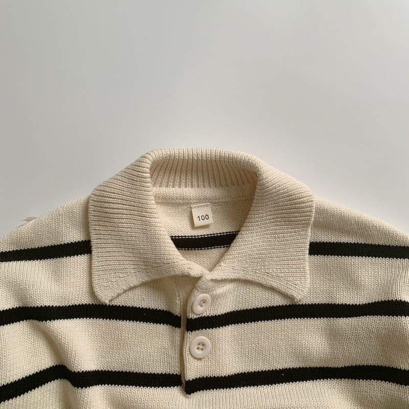【GIRL・BOY】長袖 襟付き ニット ボーダー CawaKomostore