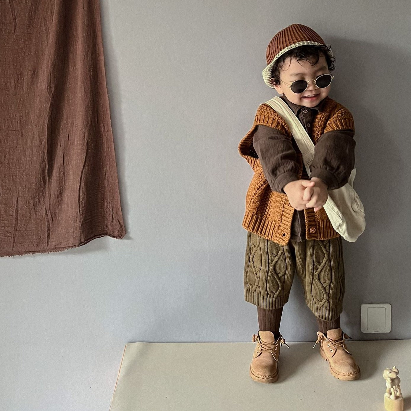 【GIRL・BOY】ケーブル編みニットパンツ CawaKomostore