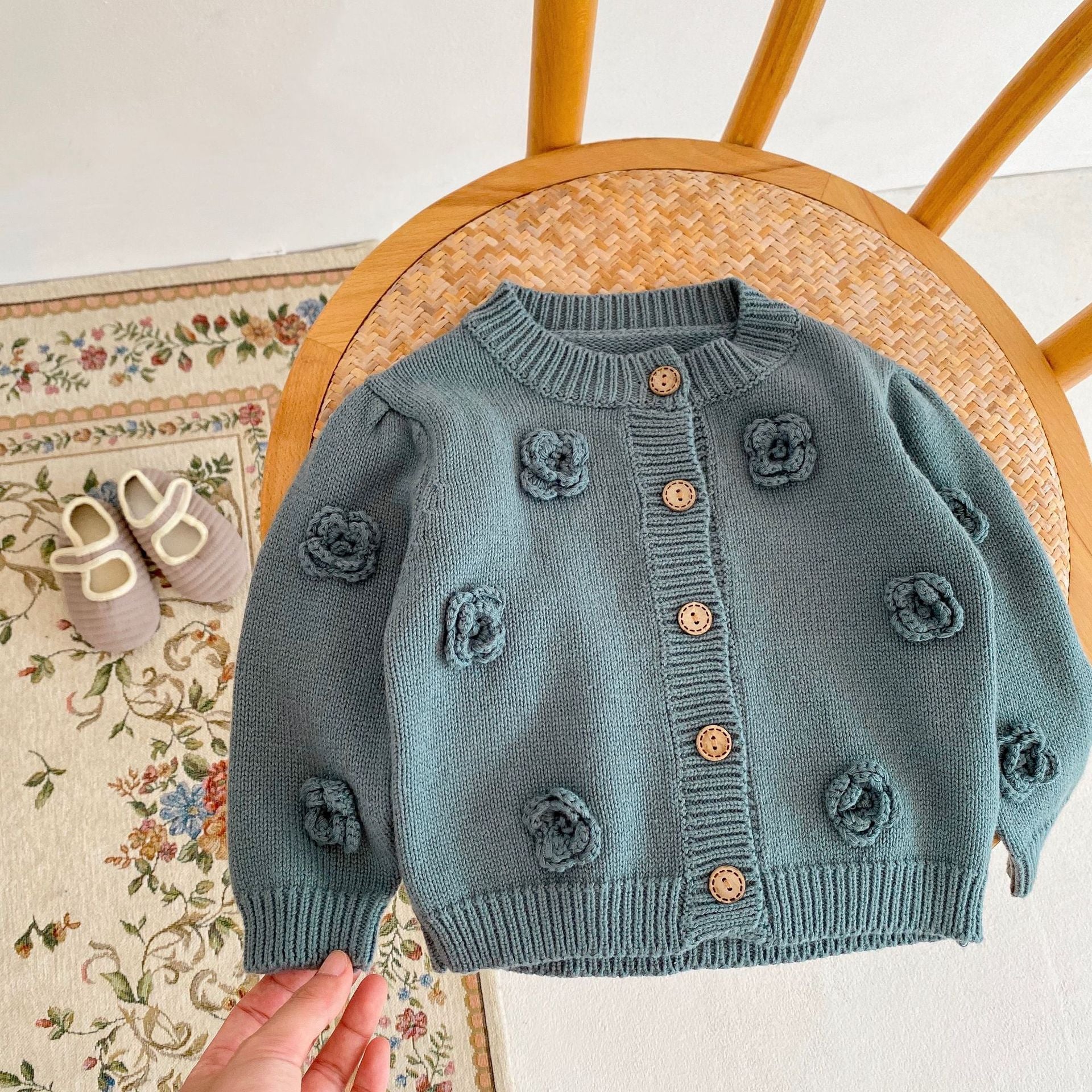 【BABY】バラニットカーディガン🌹🌹 CawaKomostore