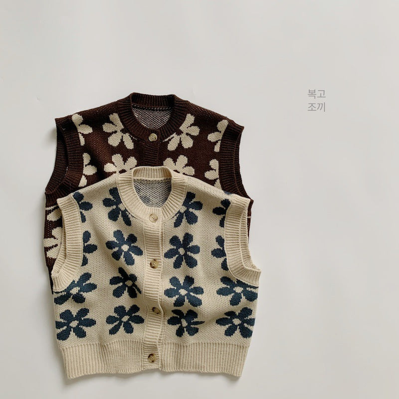 【GIRL・BOY】秋冬花柄花柄ベスト CawaKomostore