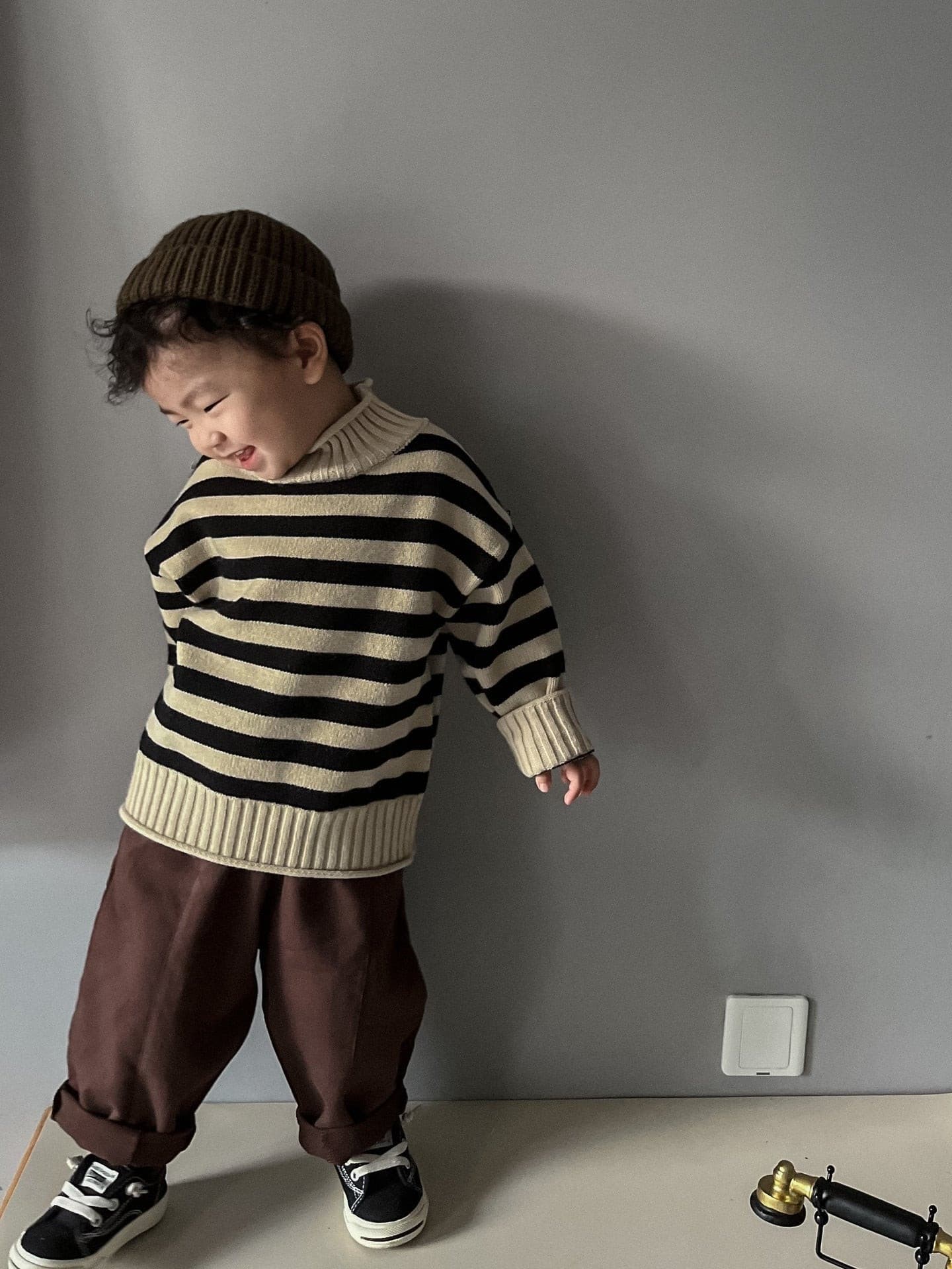 【GIRL・BOY】モックネックボーダーセーター CawaKomostore