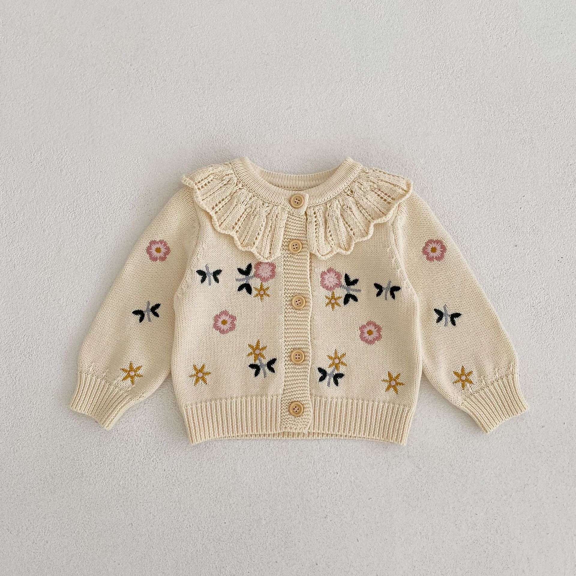 【BABY】フラワー刺繡ニットカーディガン CawaKomostore