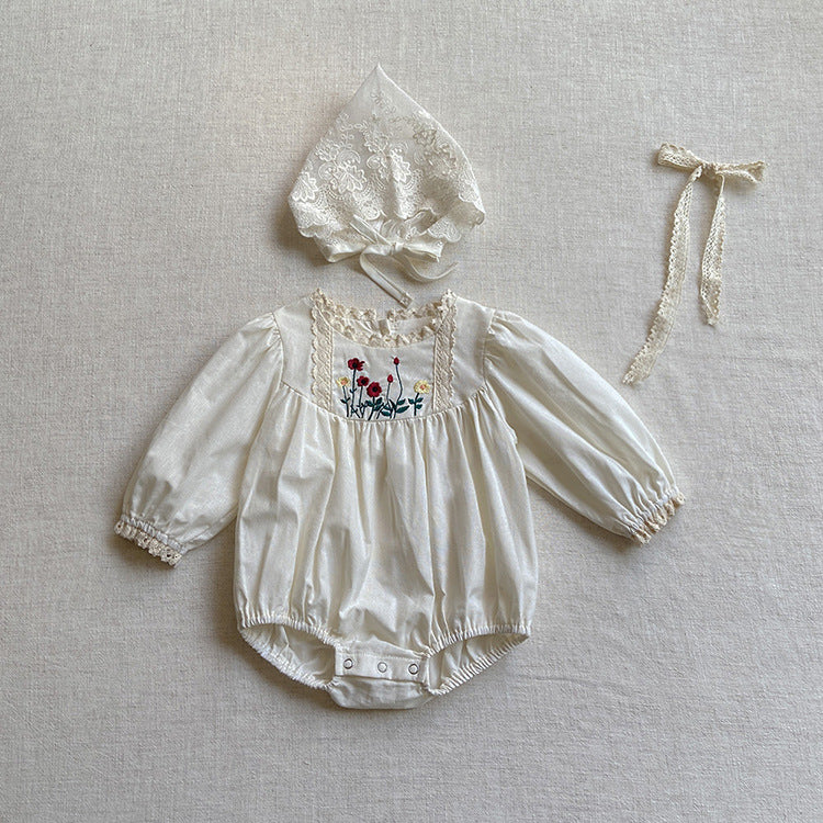 【BABY】お花の刺繍ロンパース CawaKomostore