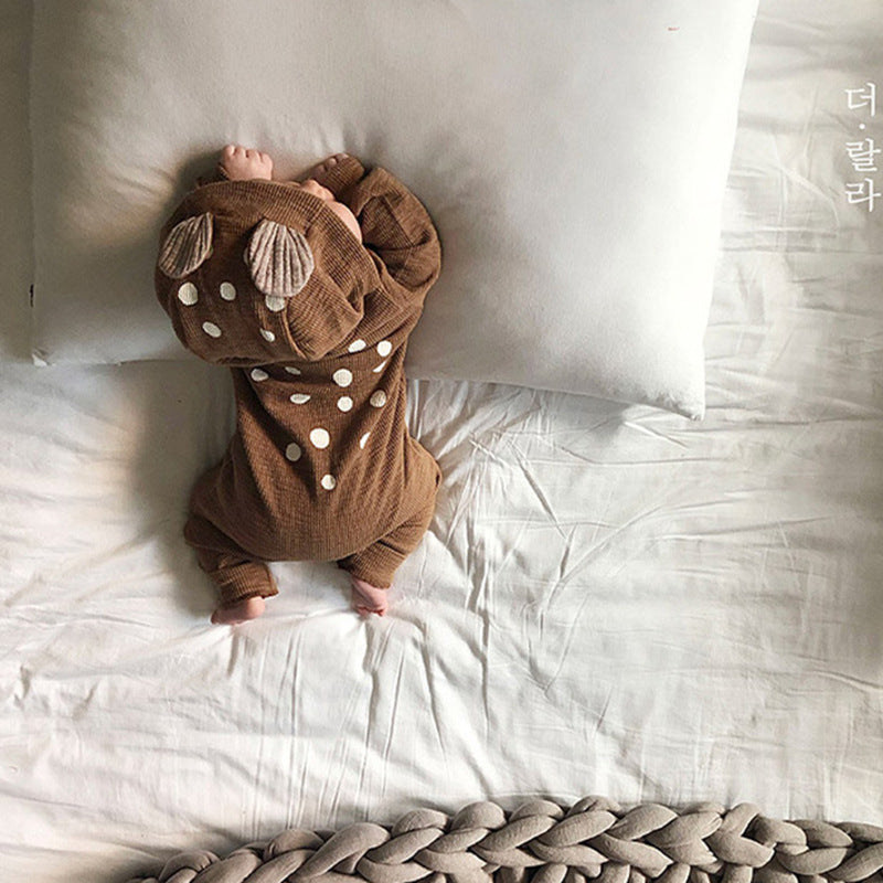【BABY】バンビフード付きスウェットロンパース・通常＆裏起毛 CawaKomostore
