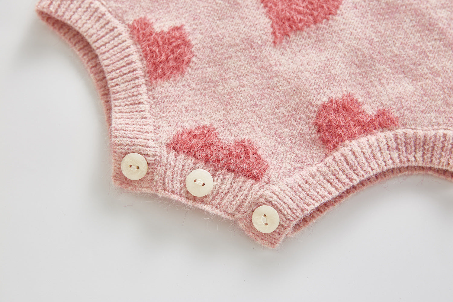 【BABY】ピンクのハート柄ロンパース＆カーディガンセット CawaKomostore