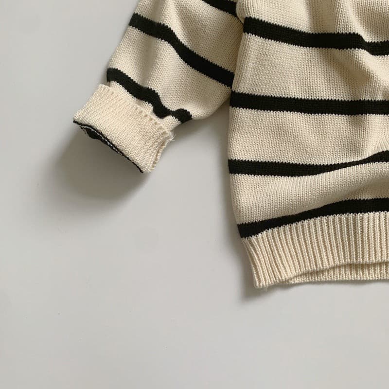 【GIRL・BOY】長袖 襟付き ニット ボーダー CawaKomostore