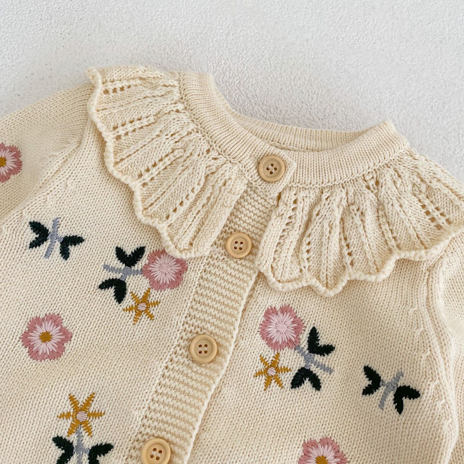 【BABY】フラワー刺繡ニットカーディガン CawaKomostore