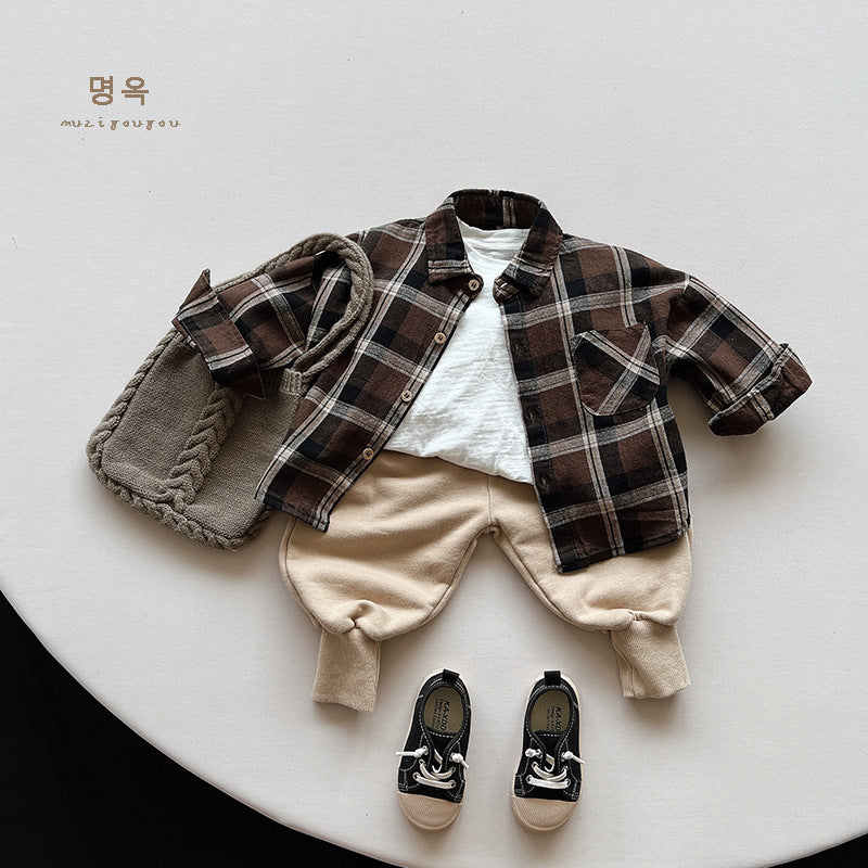 【GIRL・BOY】チェックコットンシャツ CawaKomostore